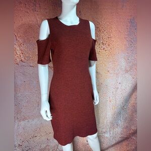 Body Con Cold Shoulder Dress (Rust Color) Large